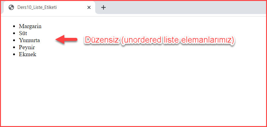 Düzensiz Liste Etiketi